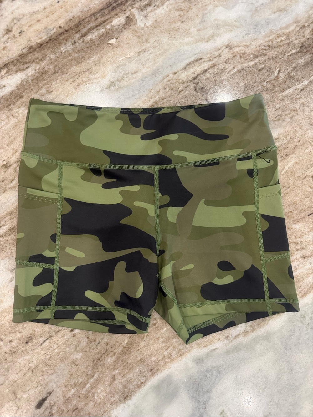 ZYIA Green Camo High-Rise Bike Shorts